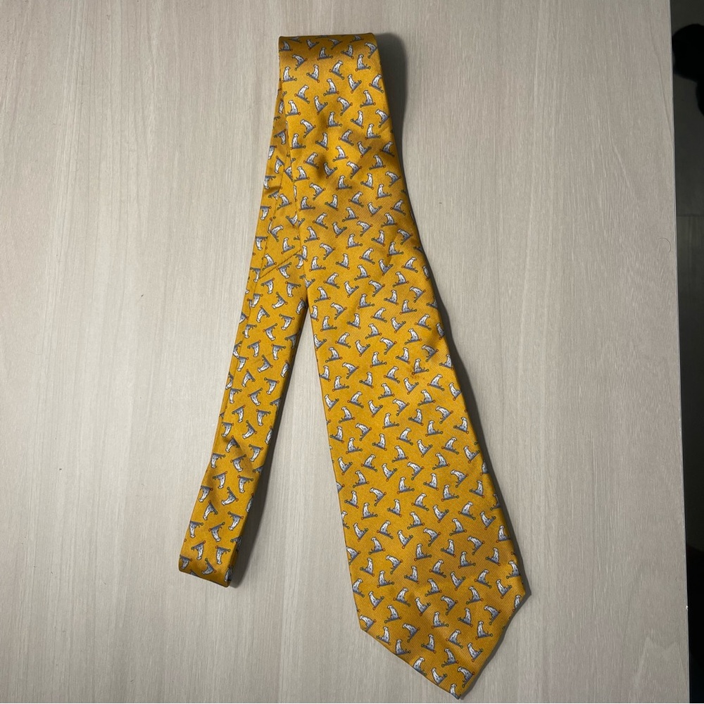 Salvadore Ferragamo Yellow Printed 100% Silk Men's Tie